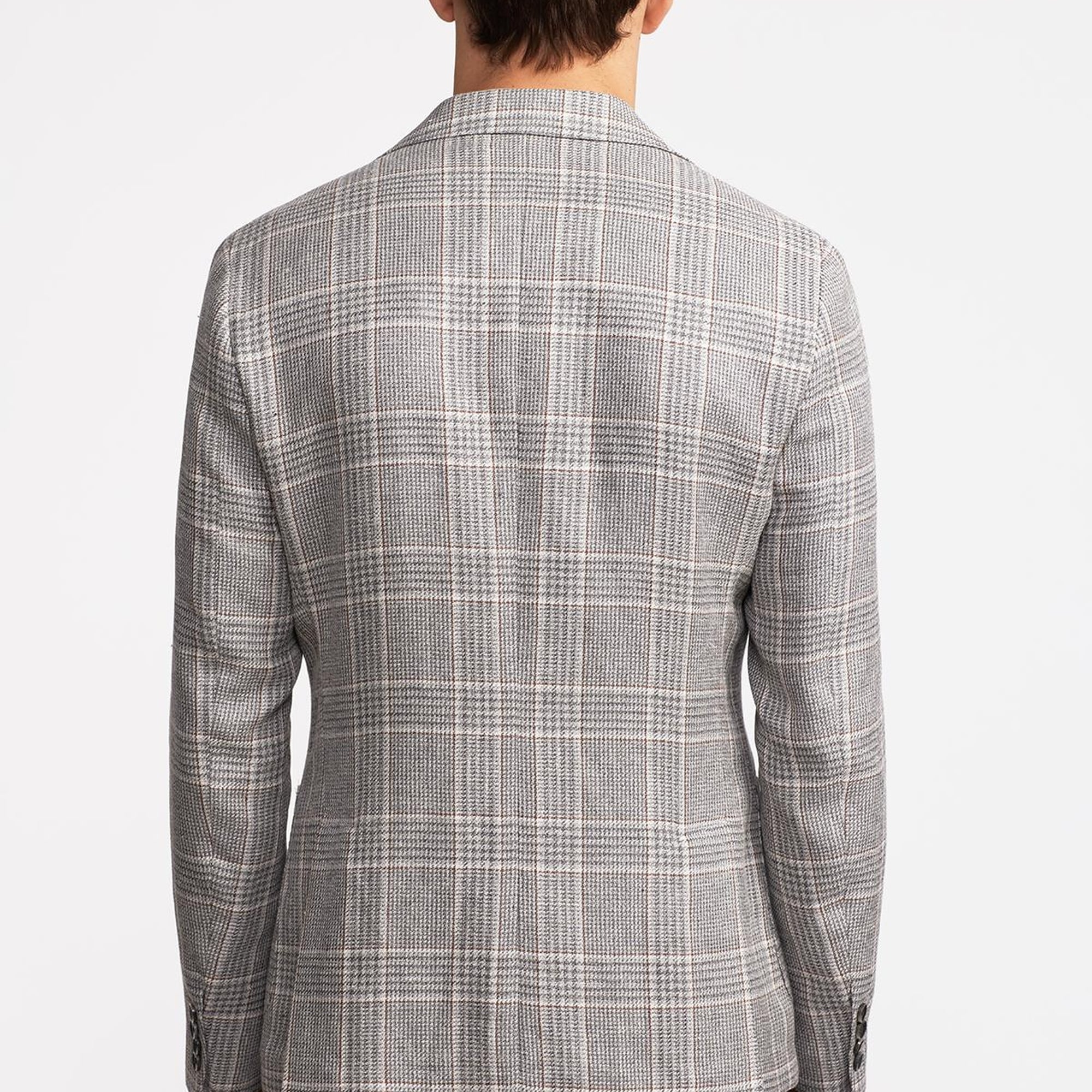 Erkek Gri Vitale Barberis Keten İpek Karışımlı Casual Ceket