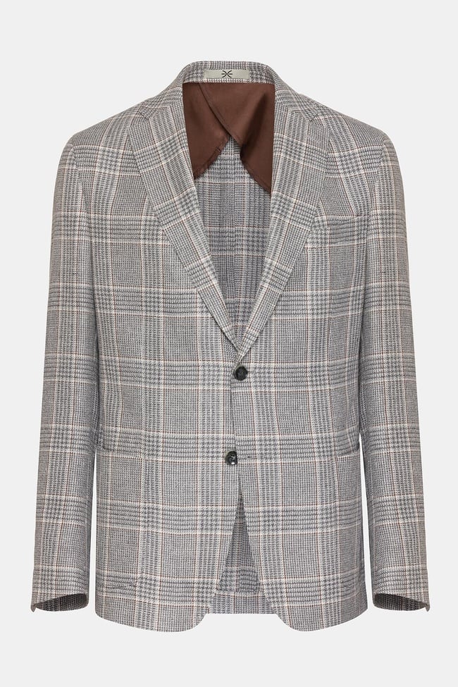  Erkek Gri Vitale Barberis Keten İpek Karışımlı Casual Ceket