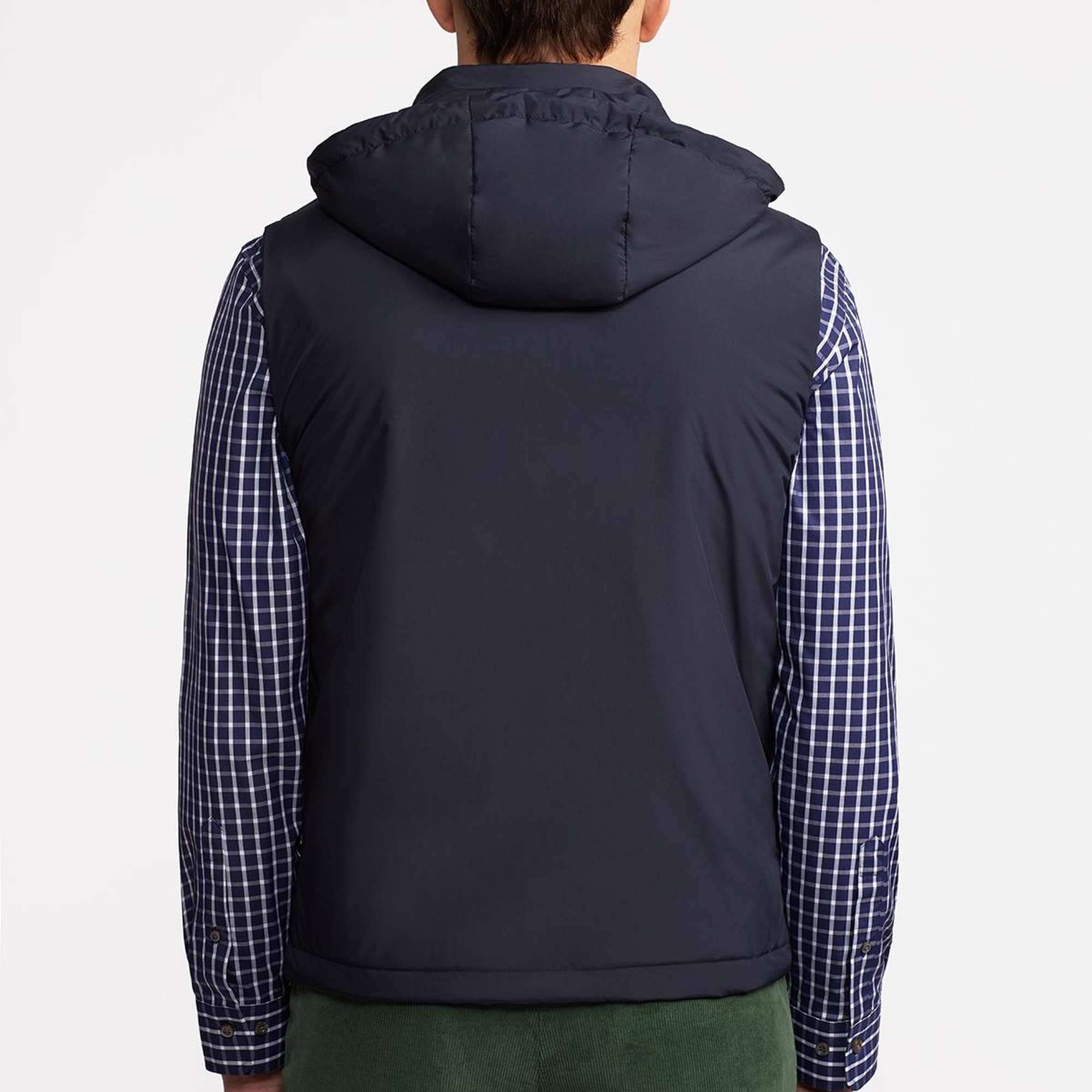 Erkek Lacivert Casual Kapüşonlu Yelek