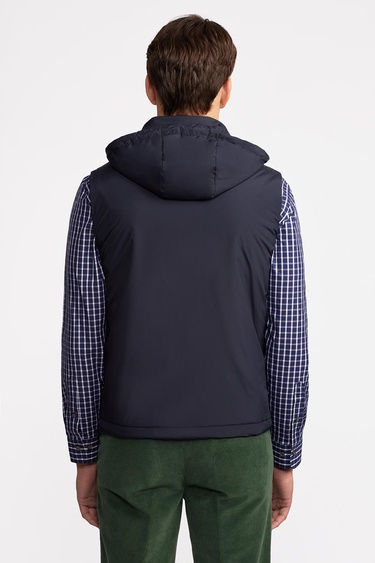  Erkek Lacivert Casual Kapüşonlu Yelek