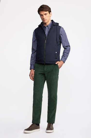  Erkek Lacivert Casual Kapüşonlu Yelek