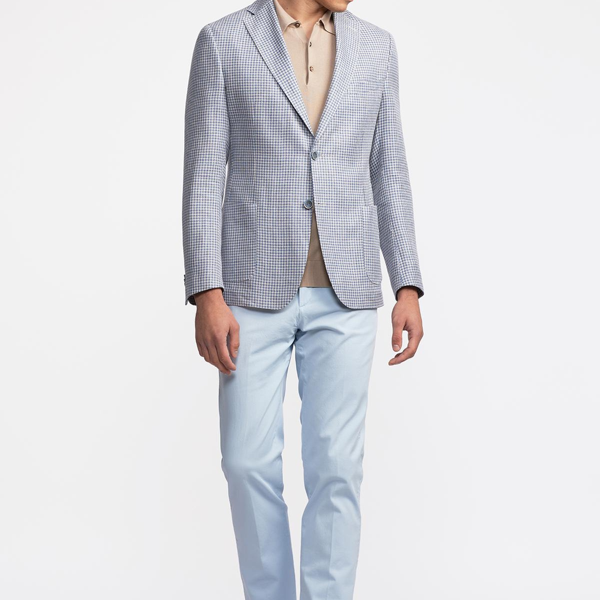 Erkek Mavi Vitale Barberis Keten İpek Karışımlı Casual Ceket