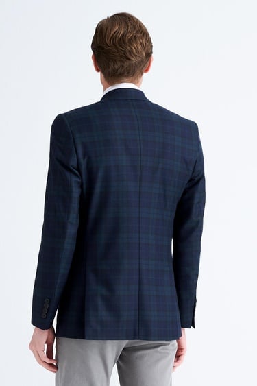  Erkek Yeşil Delfino Ekoseli Yün Ceket