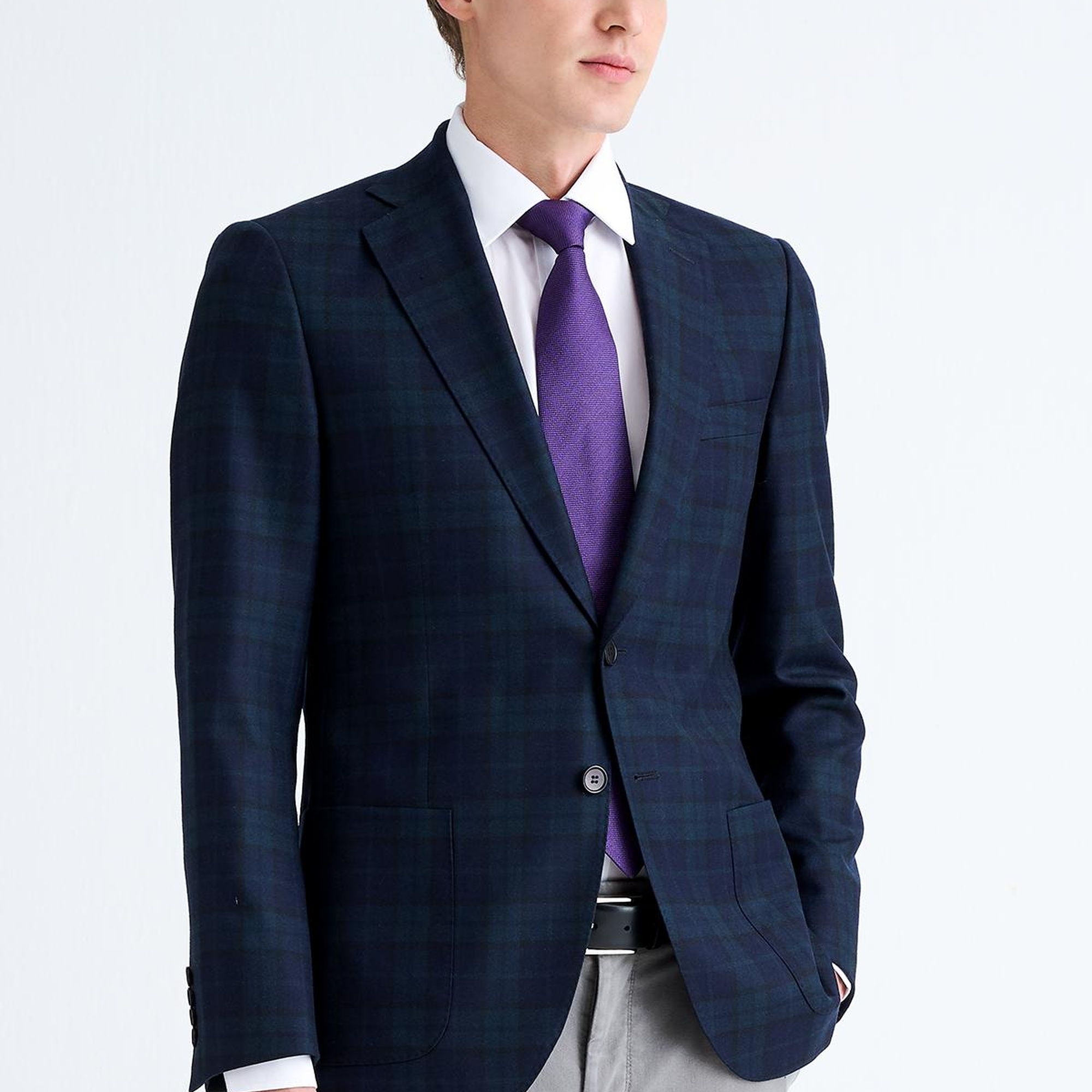 Erkek Yeşil Delfino Ekoseli Yün Ceket