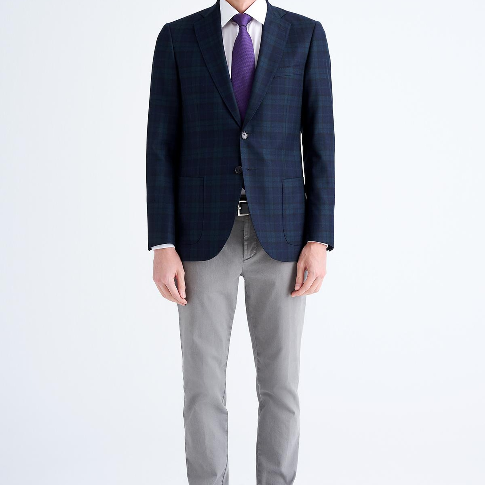 Erkek Yeşil Delfino Ekoseli Yün Ceket