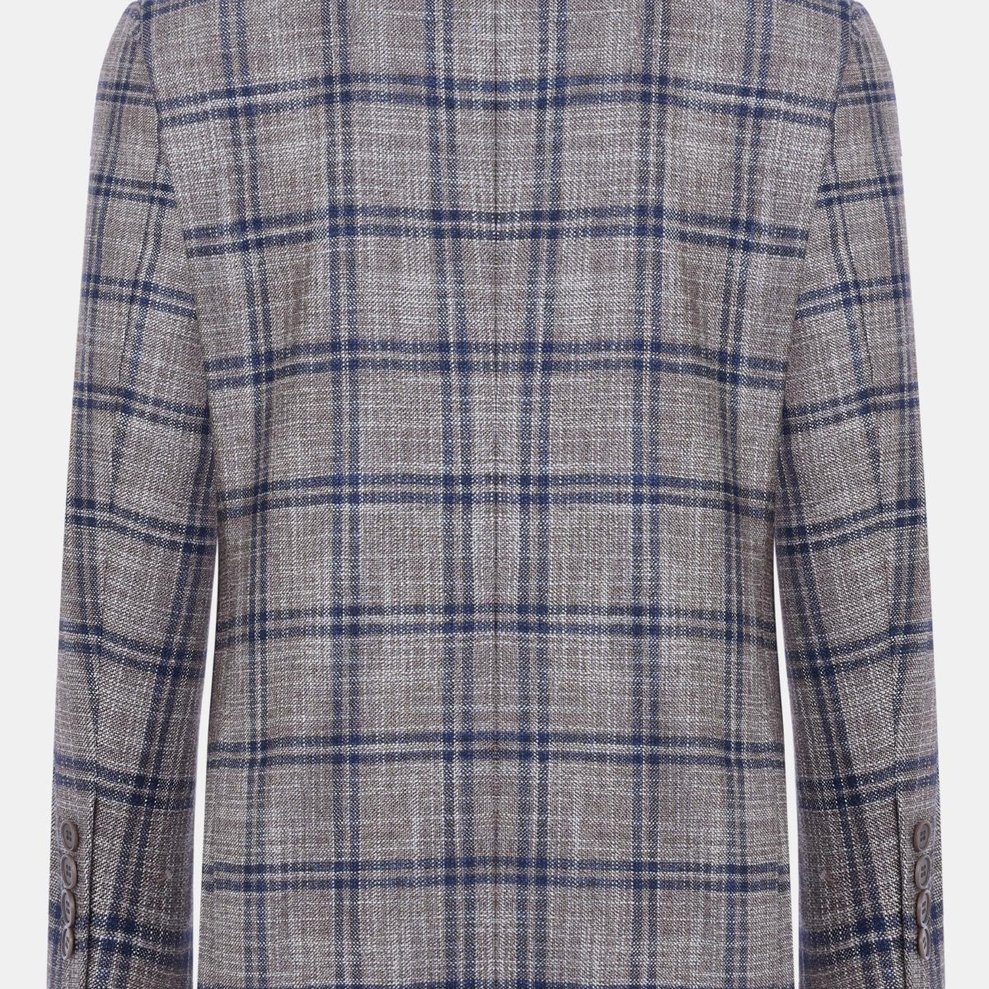 Erkek Bej Delfino Yün İpek Kaşmir Karışımlı Ceket