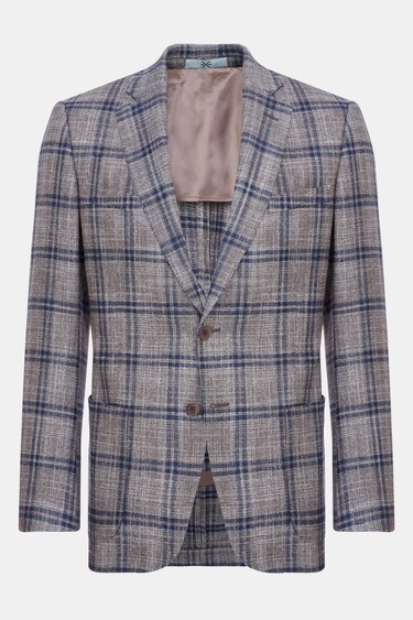  Erkek Bej Delfino Yün İpek Kaşmir Karışımlı Ceket