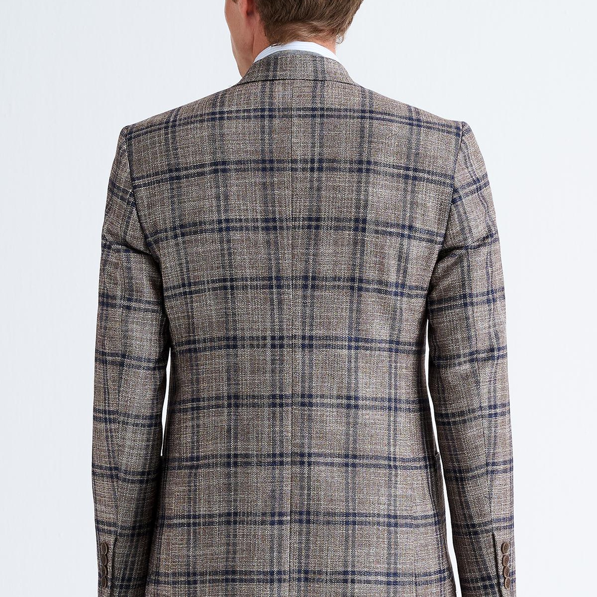 Erkek Bej Delfino Yün İpek Kaşmir Karışımlı Ceket