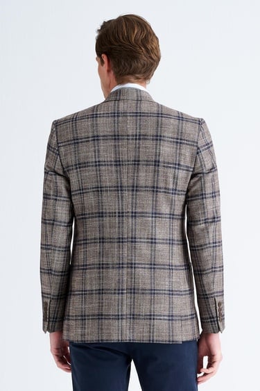  Erkek Bej Delfino Yün İpek Kaşmir Karışımlı Ceket