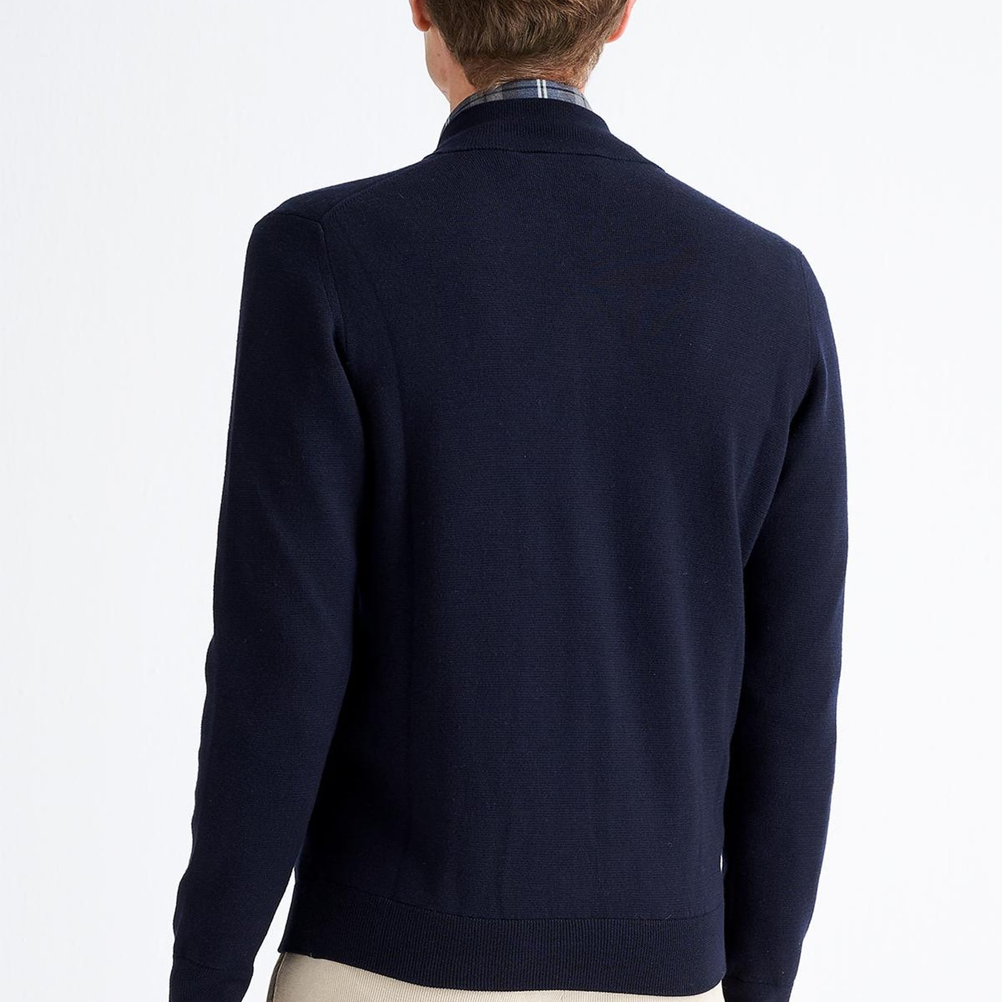 Erkek Lacivert Fermuarlı Yün Hırka