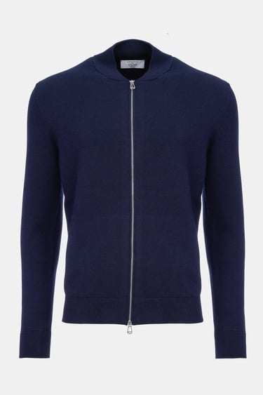  Erkek Lacivert Fermuarlı Yün Hırka