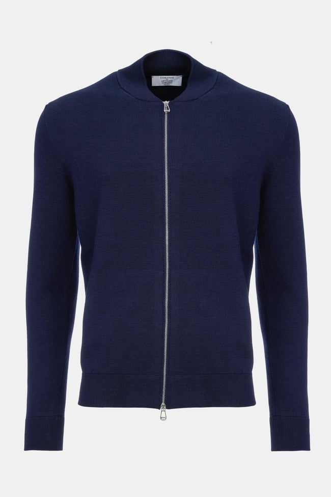  Erkek Lacivert Fermuarlı Yün Hırka