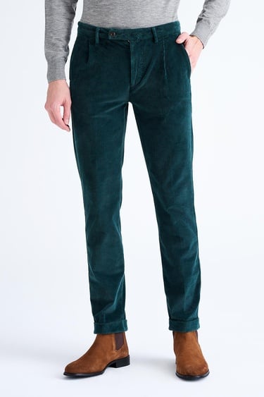  Erkek İndigo Kadife Chino Pantolon