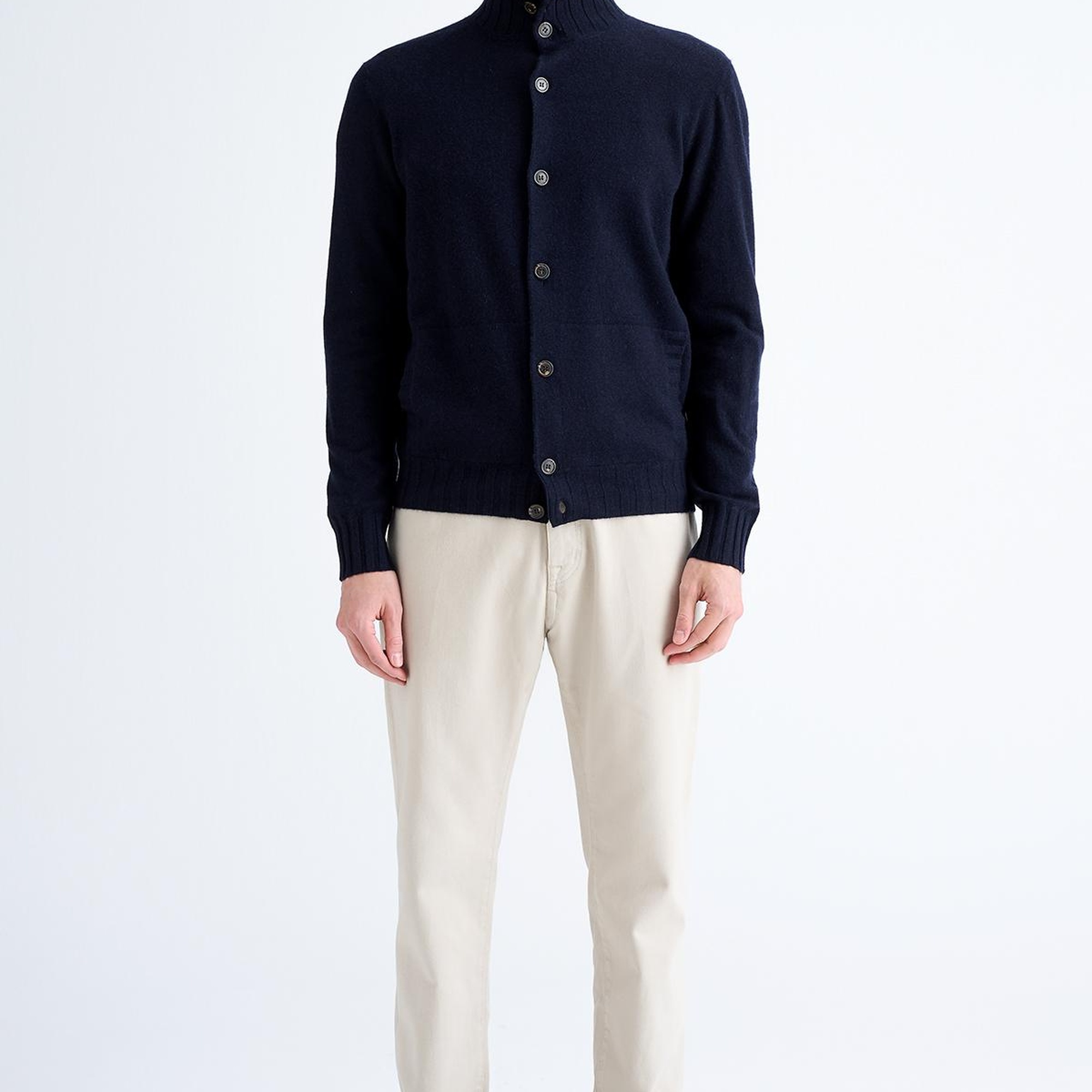 Erkek Lacivert Düğmeli Kaşmir Hırka