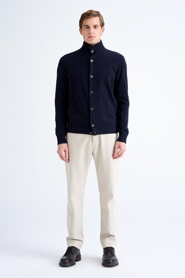  Erkek Lacivert Düğmeli Kaşmir Hırka