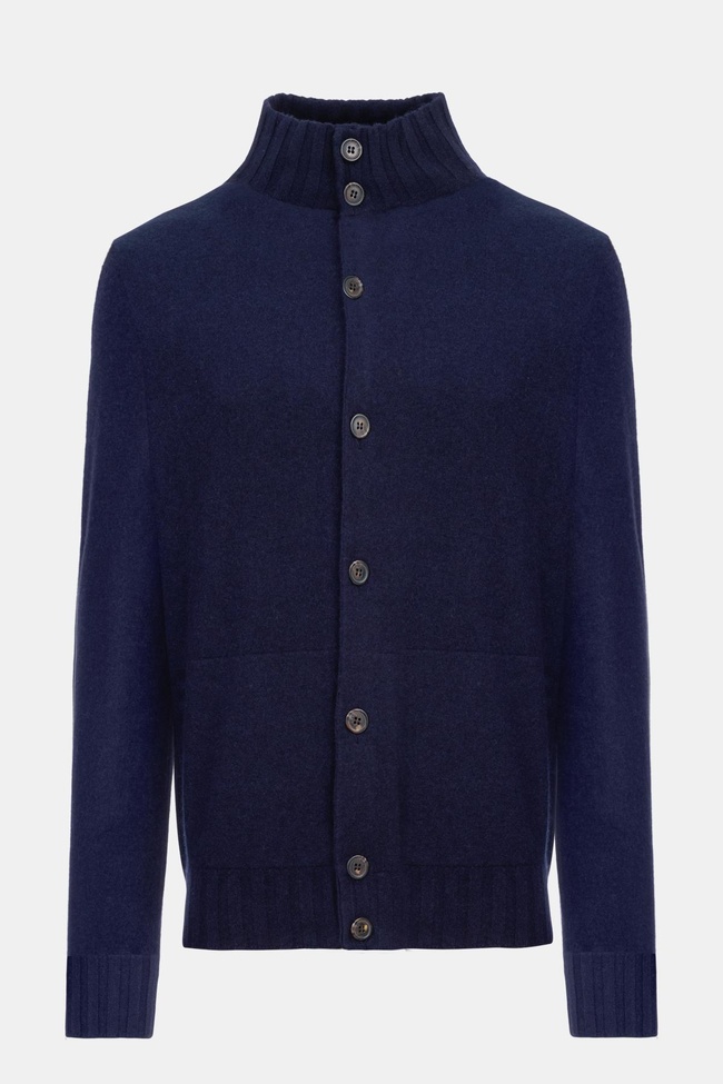  Erkek Lacivert Düğmeli Kaşmir Hırka