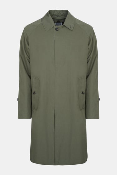  Erkek Yeşil Fermuar Detaylı Klasik Trençkot