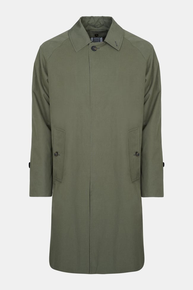  Erkek Yeşil Fermuar Detaylı Klasik Trençkot