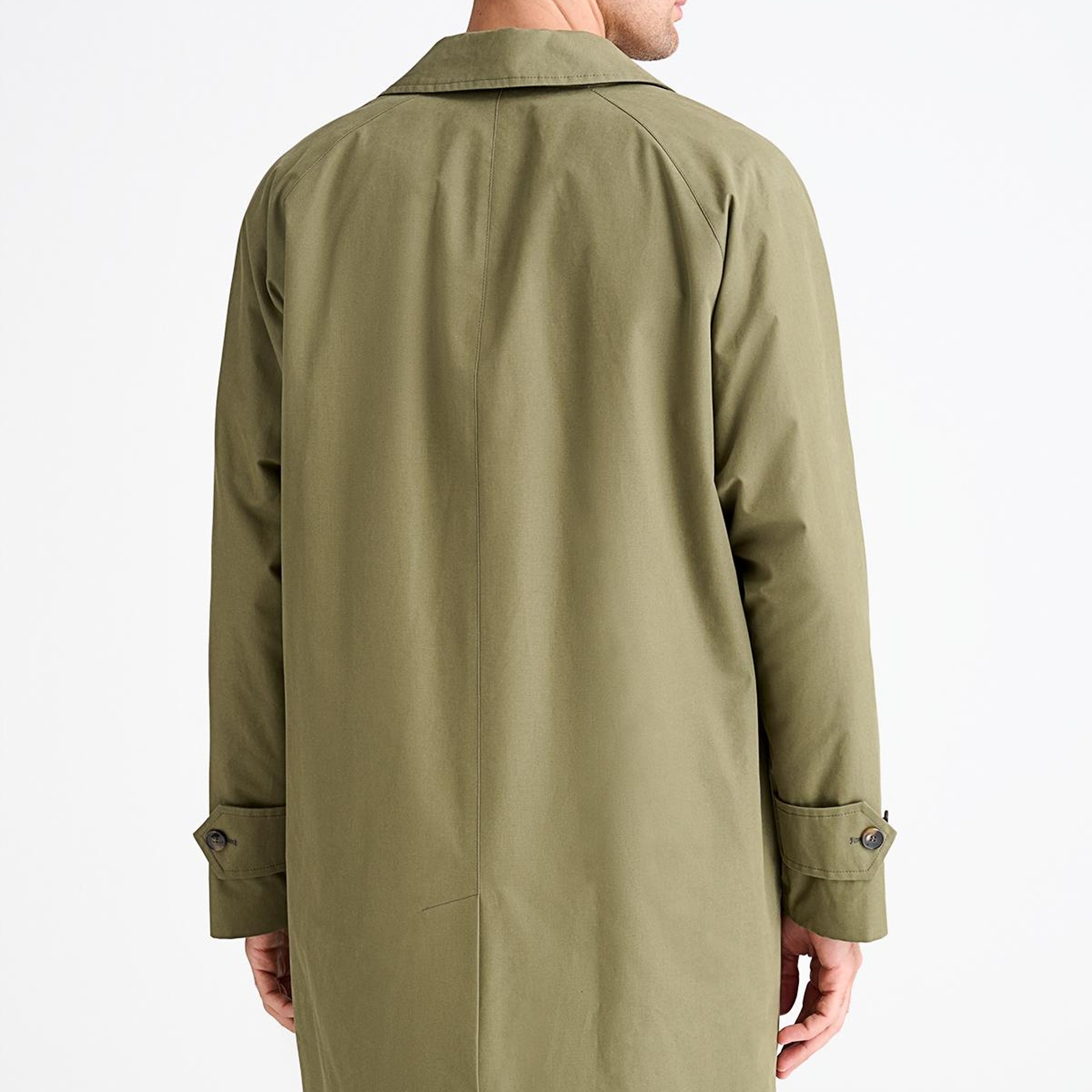 Erkek Yeşil Fermuar Detaylı Klasik Trençkot