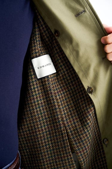  Erkek Yeşil Fermuar Detaylı Klasik Trençkot