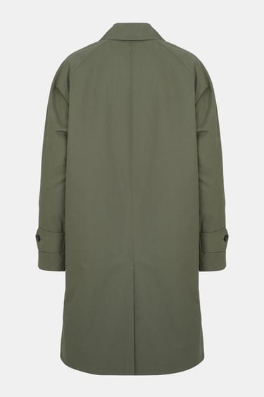  Erkek Yeşil Fermuar Detaylı Klasik Trençkot