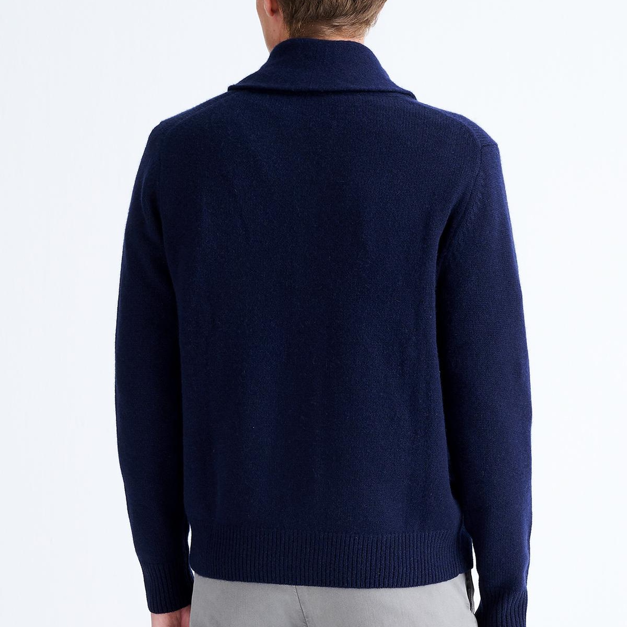 Erkek Lacivert Düğmeli Şal Yaka Kaşmir Hırka