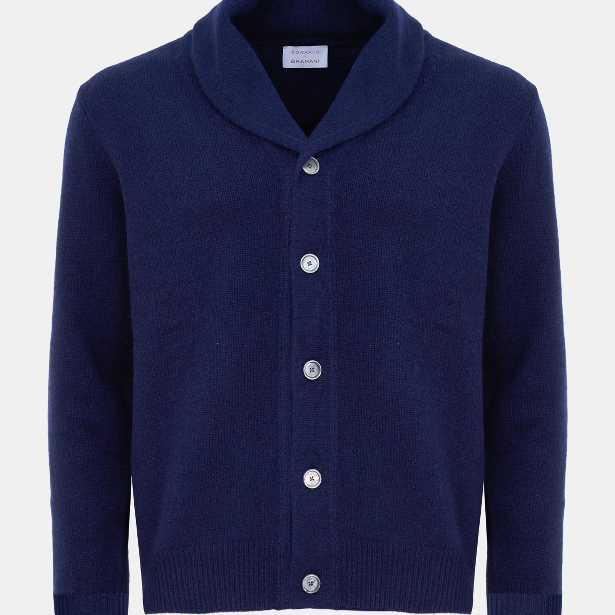 Erkek Lacivert Düğmeli Şal Yaka Kaşmir Hırka