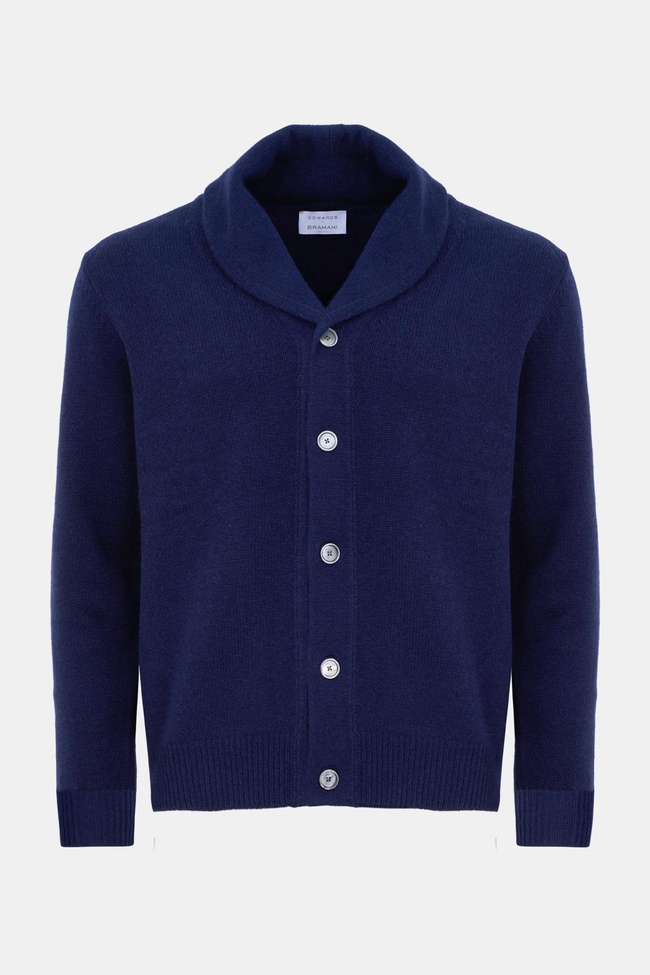  Erkek Lacivert Düğmeli Şal Yaka Kaşmir Hırka