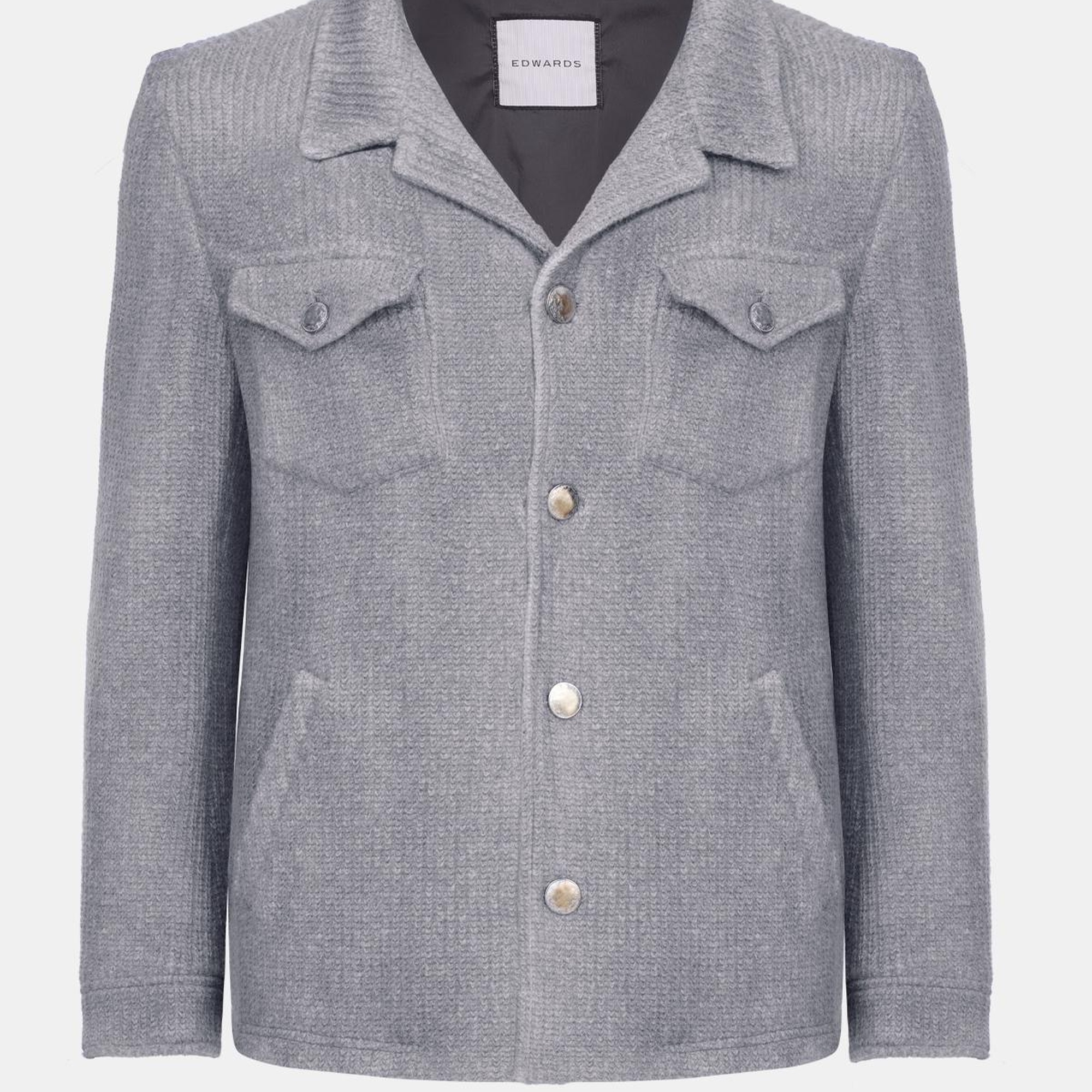 Erkek Gri Cep Detaylı Yün Mont