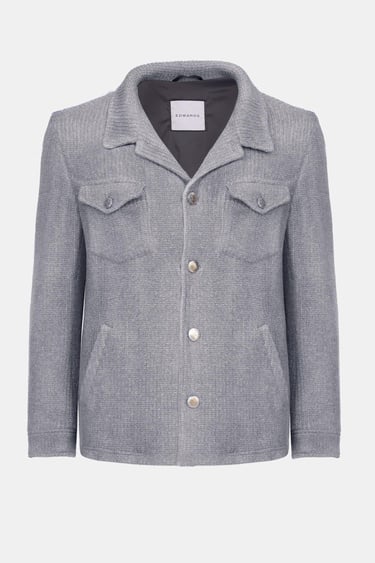  Erkek Gri Cep Detaylı Yün Mont