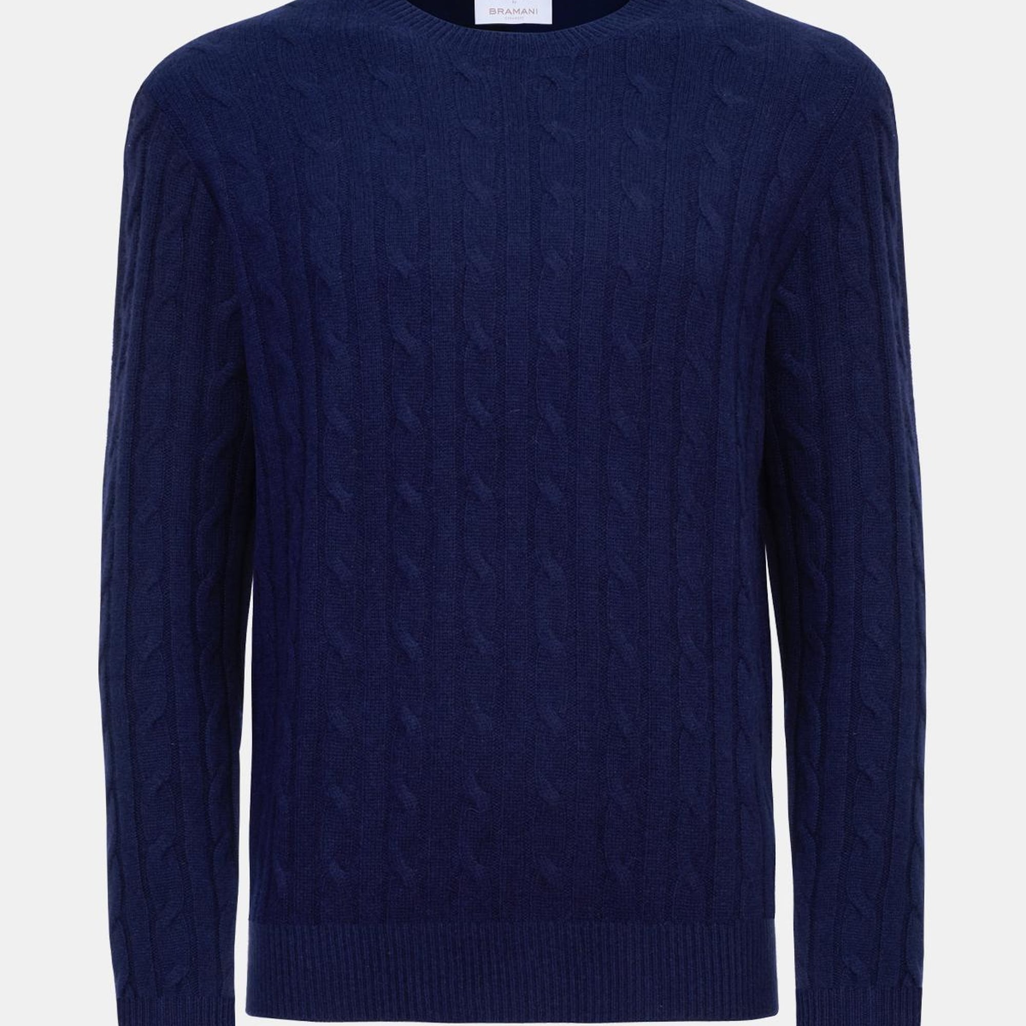 Erkek Lacivert Bisiklet Yaka Saç Örgülü Kaşmir Kazak