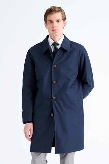  Erkek Siyah Yün Blackwatch Çift Taraflı Trençkot