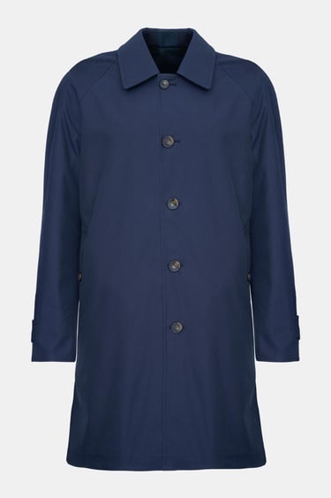  Erkek Siyah Yün Blackwatch Çift Taraflı Trençkot