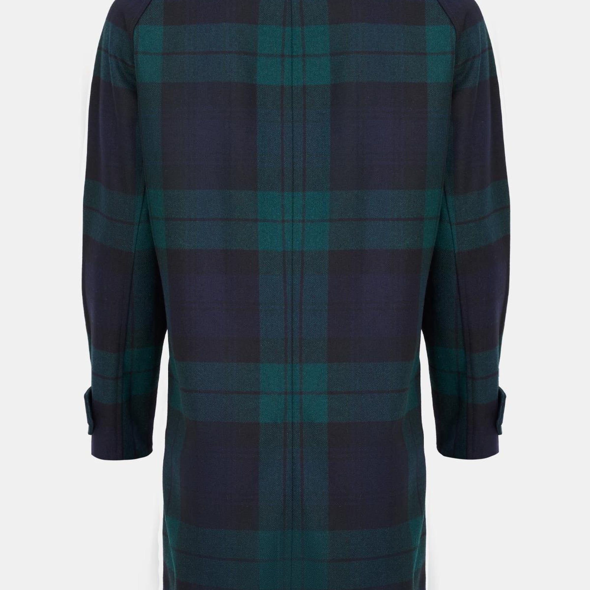 Erkek Siyah Yün Blackwatch Çift Taraflı Trençkot