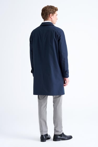  Erkek Siyah Yün Blackwatch Çift Taraflı Trençkot