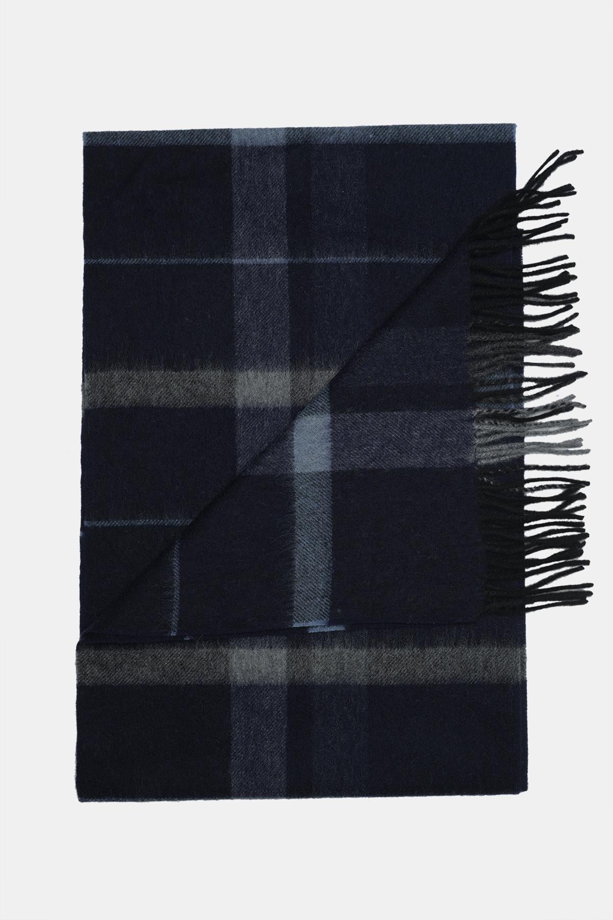  Erkek Lacivert Yün Kaşkol