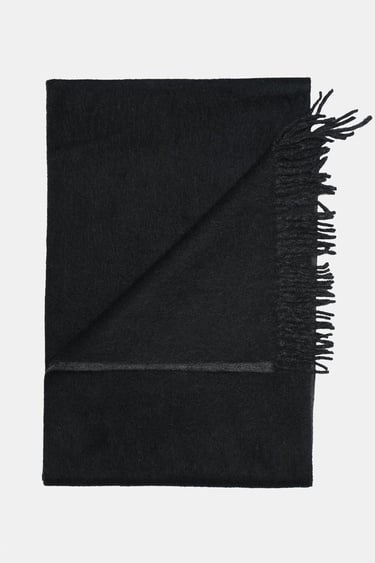  Erkek Siyah Kaşmir Çift Taraflı Kaşkol