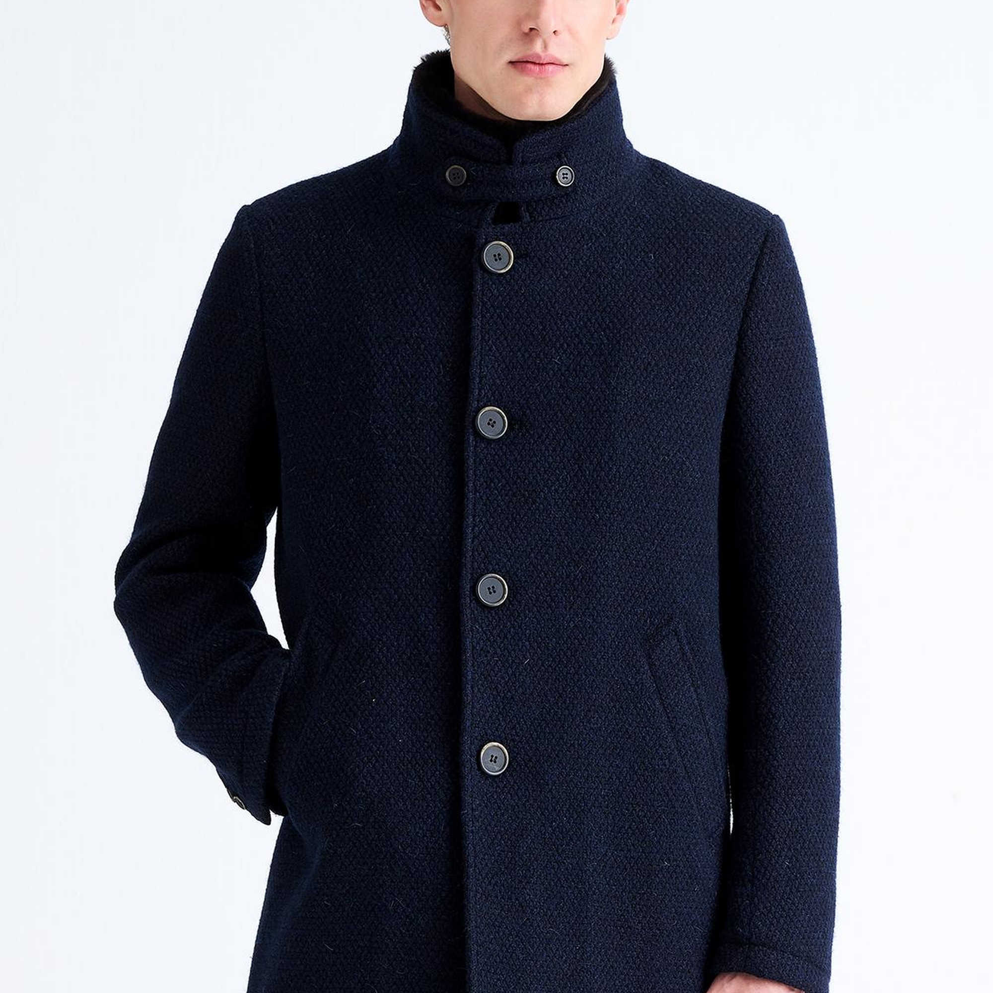 Erkek Lacivert Yün Kaban
