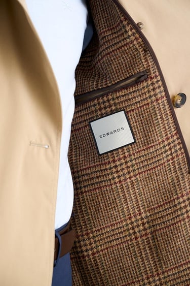  Erkek Bej Kruvaze Klasik Trençkot