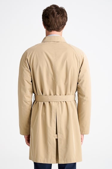  Erkek Bej Kruvaze Klasik Trençkot