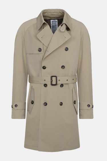  Erkek Bej Kruvaze Klasik Trençkot