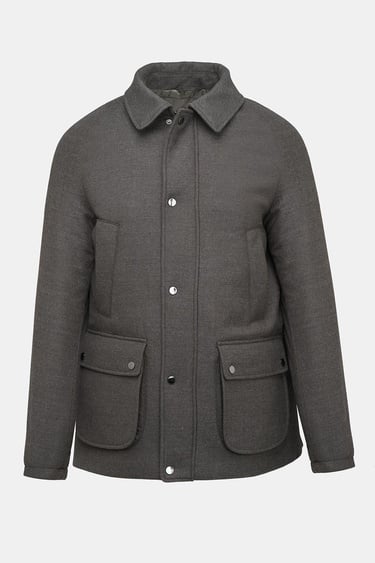  Erkek Kahverengi Yün Kaşmir Karışımlı Mont