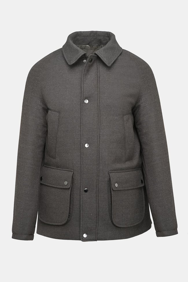  Erkek Kahverengi Yün Kaşmir Karışımlı Mont