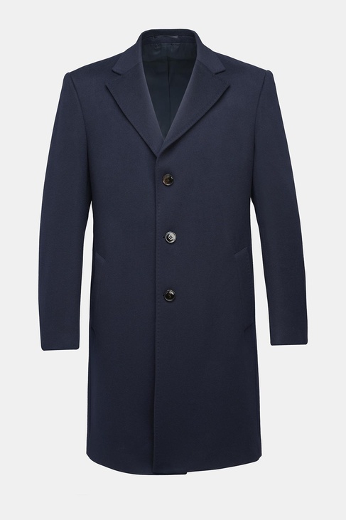  Erkek Lacivert Yün Palto