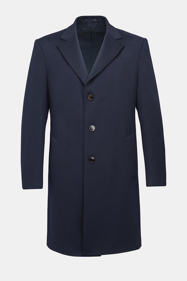  Erkek Lacivert Yün Palto