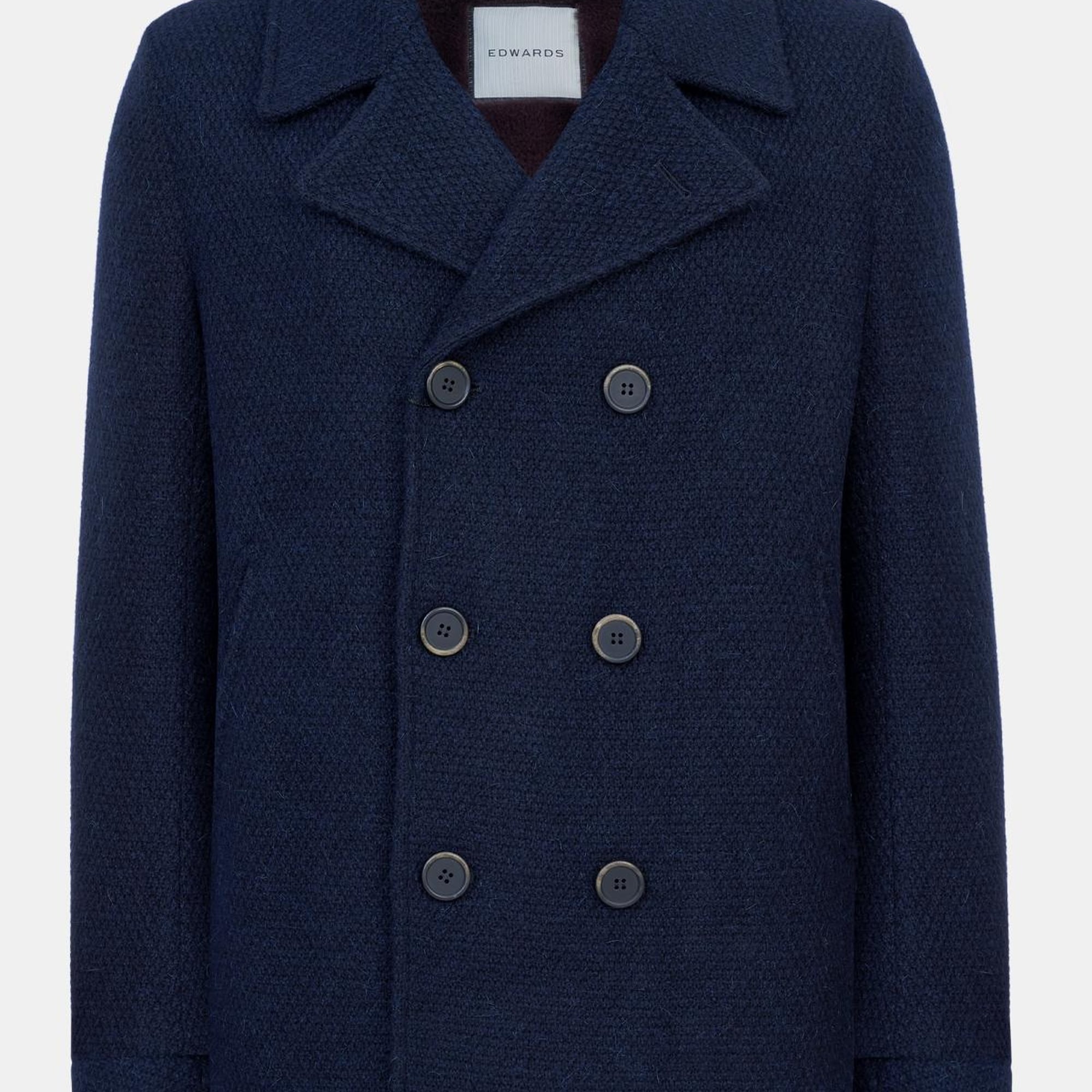 Erkek Lacivert Yün Kruvaze Kaban