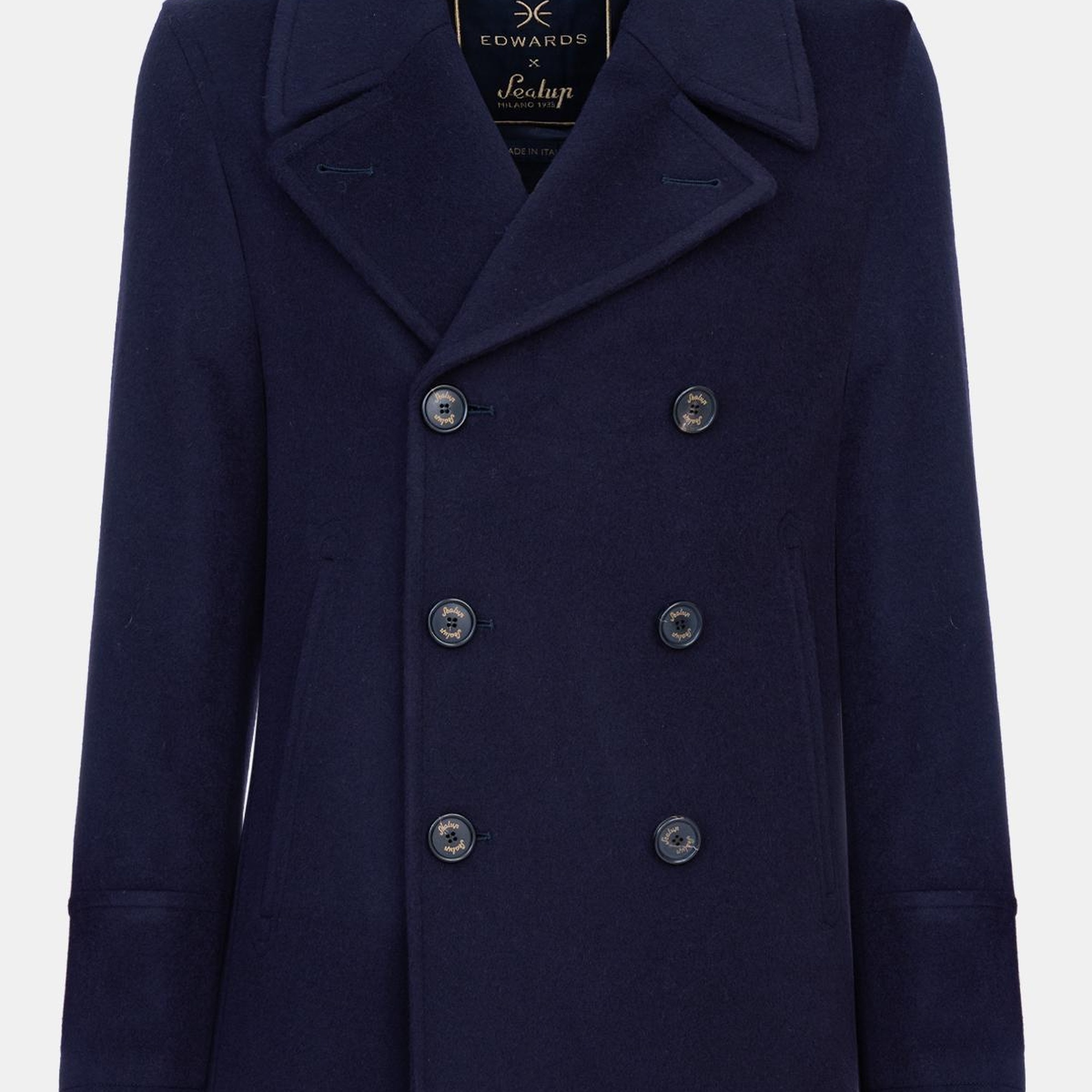 Erkek Lacivert Yün Kruvaze Kaban