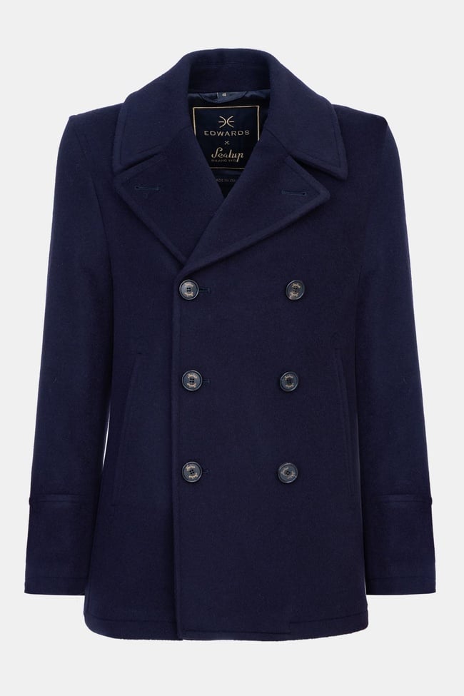  Erkek Lacivert Yün Kruvaze Kaban