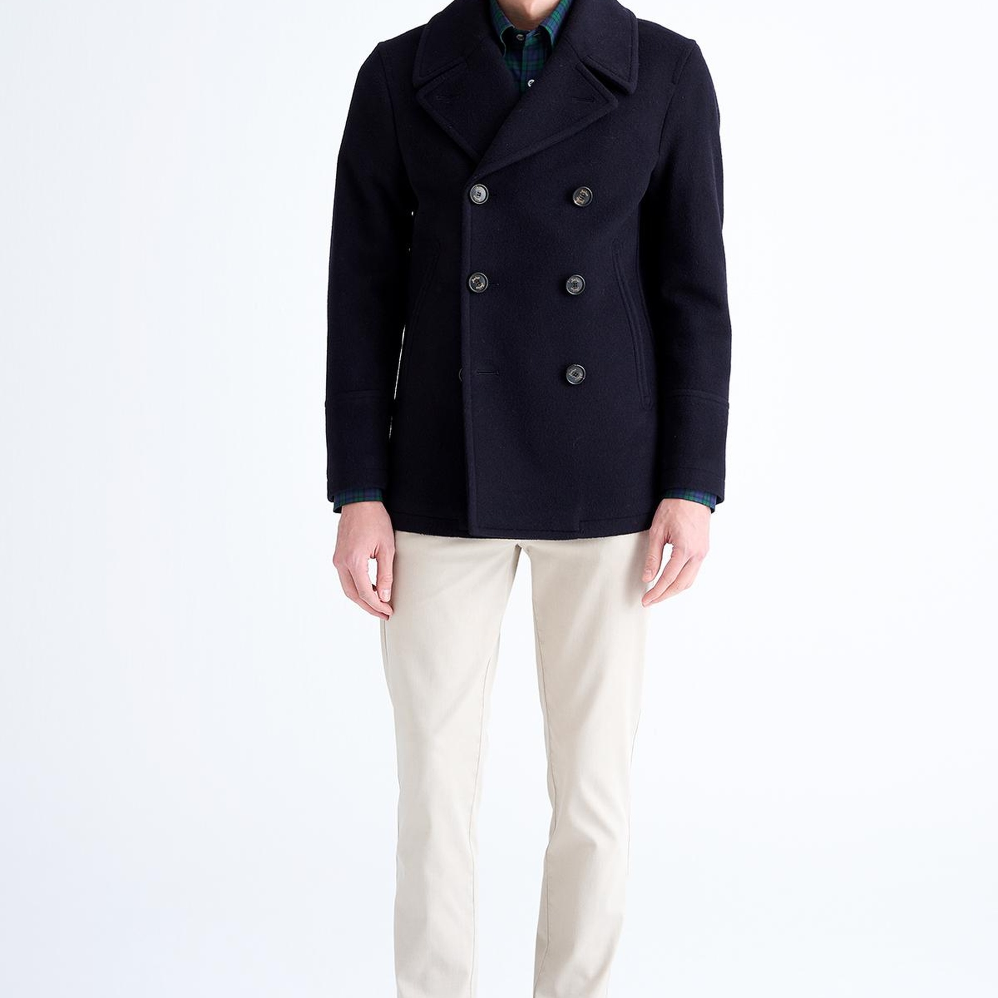 Erkek Lacivert Yün Kruvaze Kaban