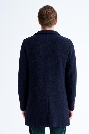  Erkek Lacivert Yün Kaban